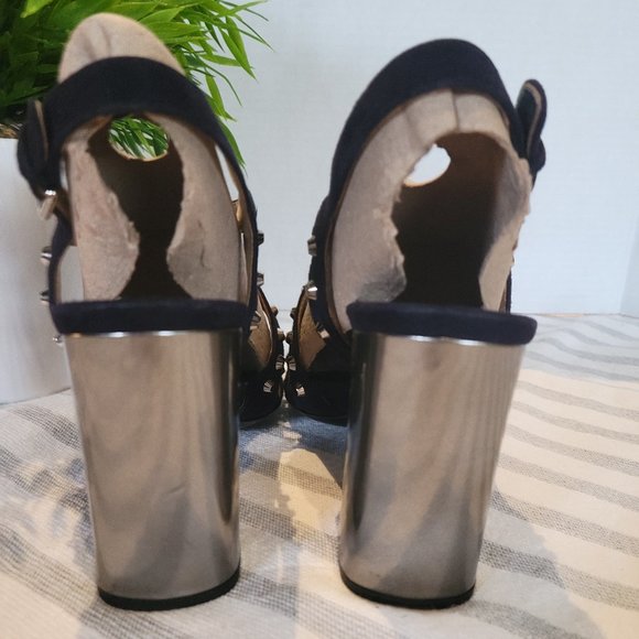 Prada Blue Suede Studded Sandals - Picture 6 of 16